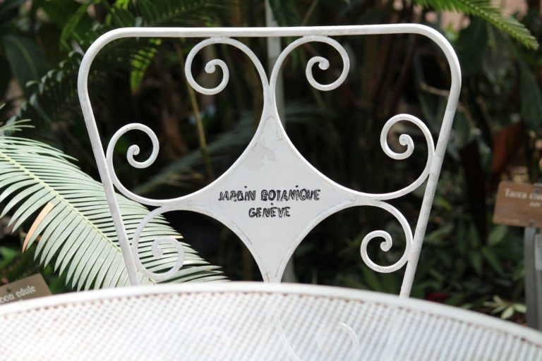 white metal chair