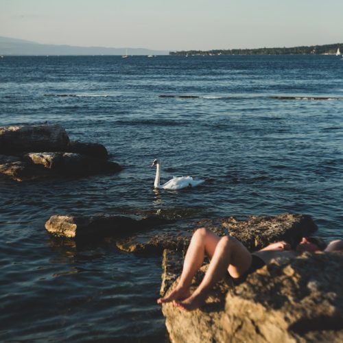 person on rock